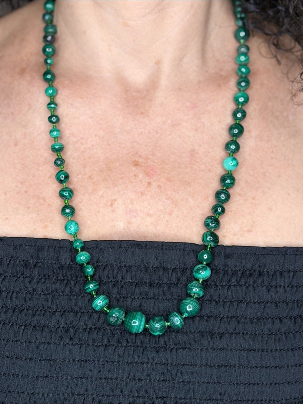 Green Malachite Beaded Necklace - Women's Jewelry